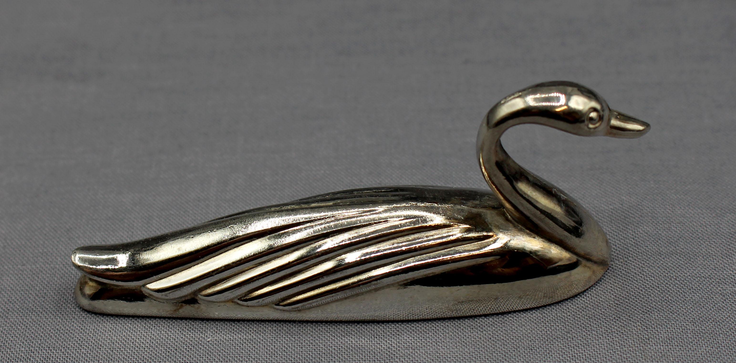 Mid-Century Modern Circa 1970s French Silver Plated Swan Knife Rests Set of Six