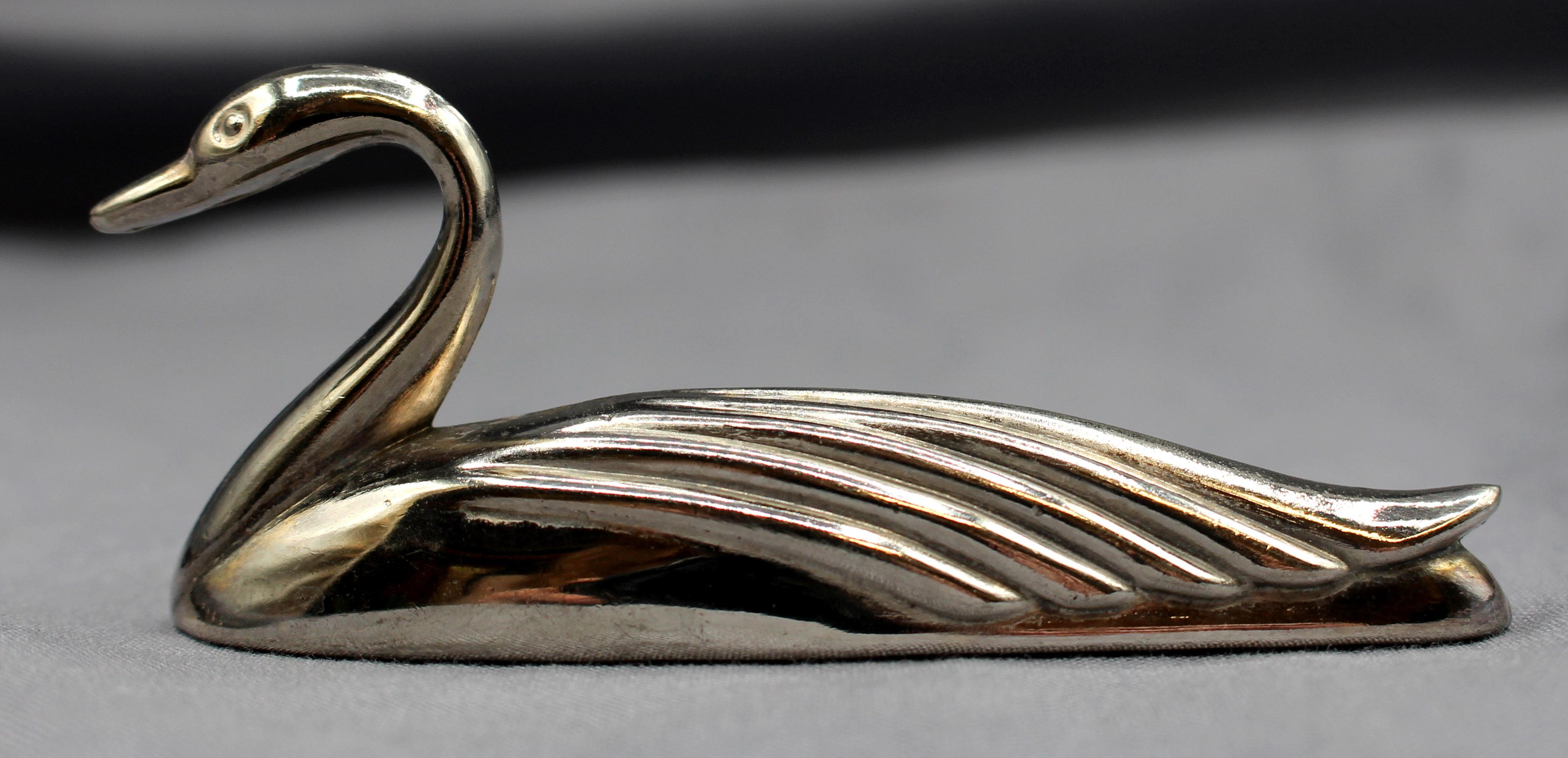Circa 1970s French Silver Plated Swan Knife Rests Set of Six 1