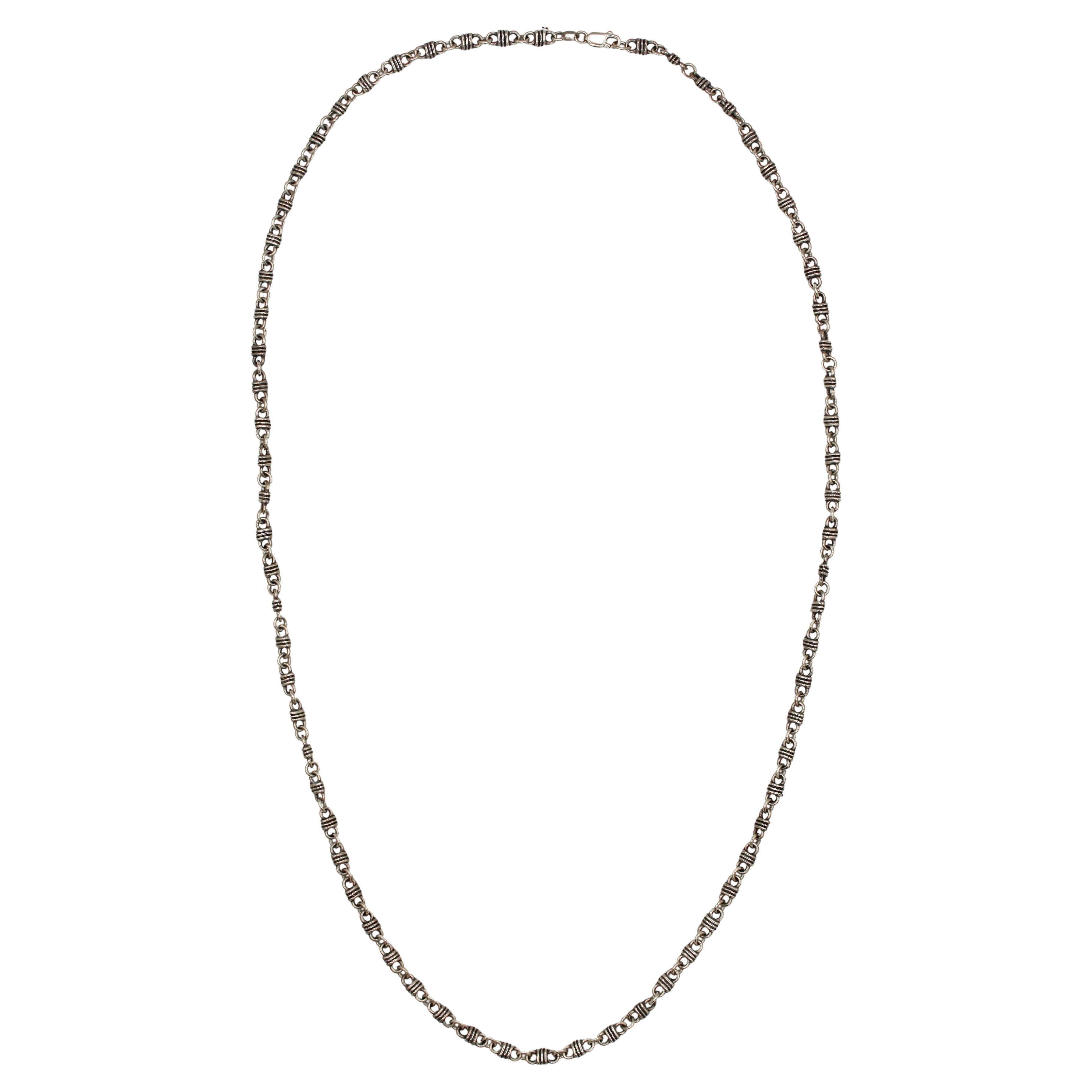 Circa 1970s Industrial Design Sterling Silver 31" Necklace