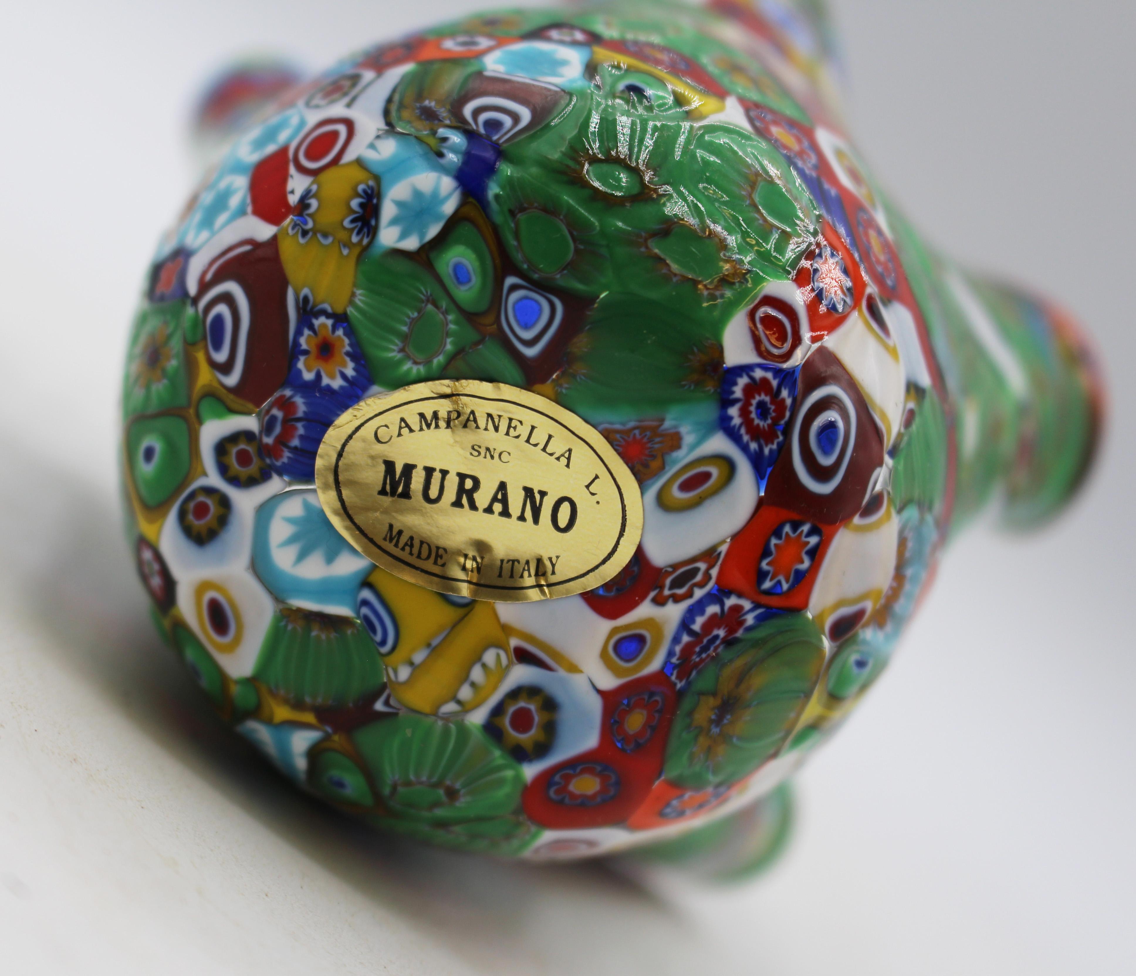 CIRCA 1970er Jahre Italienisch Murano Glas Millefiori Fazzoletto Vase oder Schale im Angebot 1