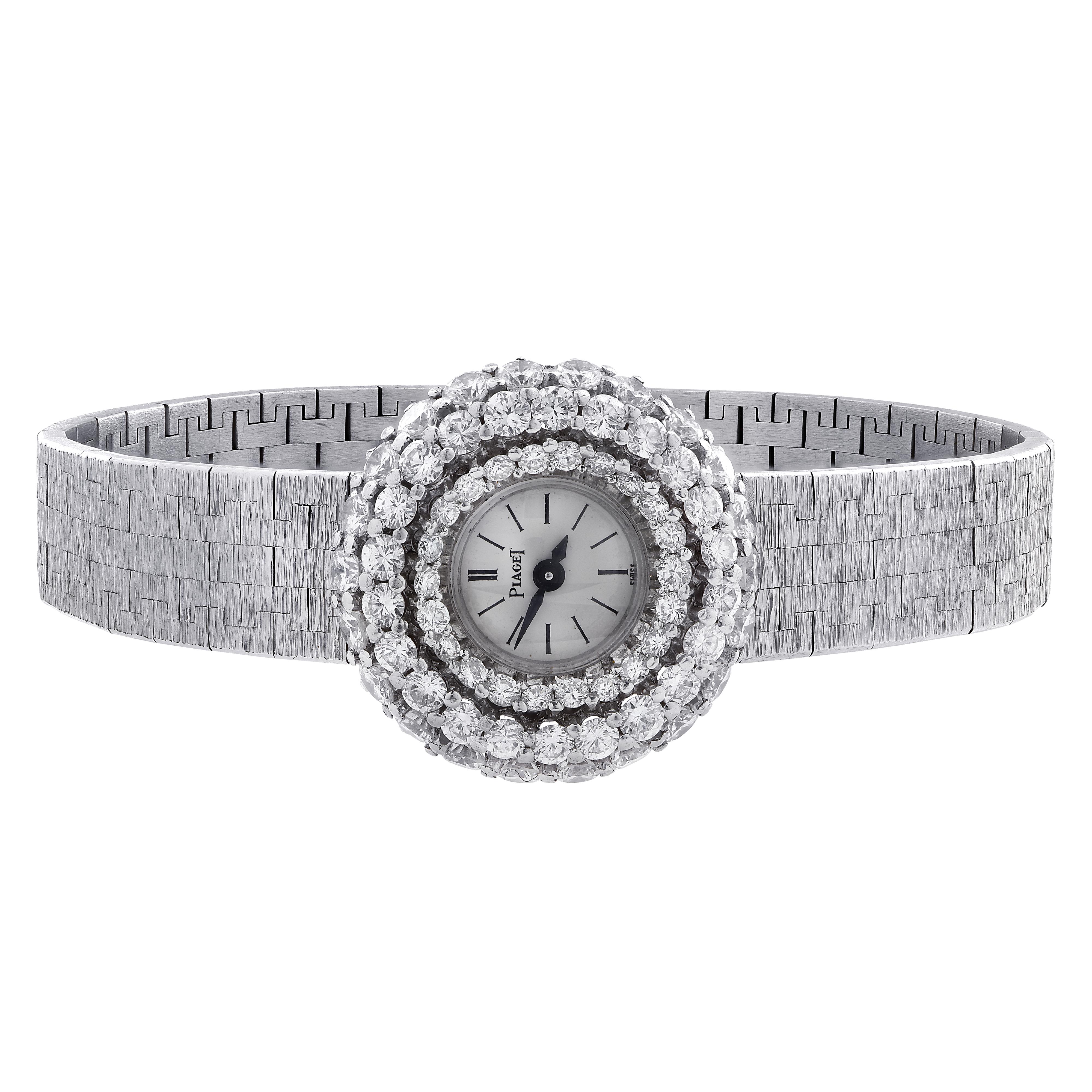 Round Cut Ladies Diamond Piaget Wristwatch, circa 1970s