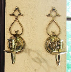Circa 1970s Pair of Single Light Brass Wall Sconces by Virginia Metalcrafters