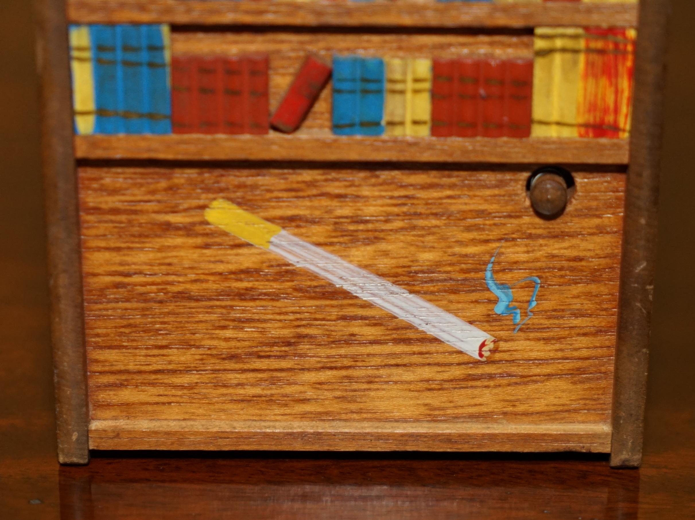 Hand-Crafted CIRCA 1970's RISING DOG MUSICAL MINIATURE FOLK ART CIGARETTE CIGAR DISPENSER For Sale