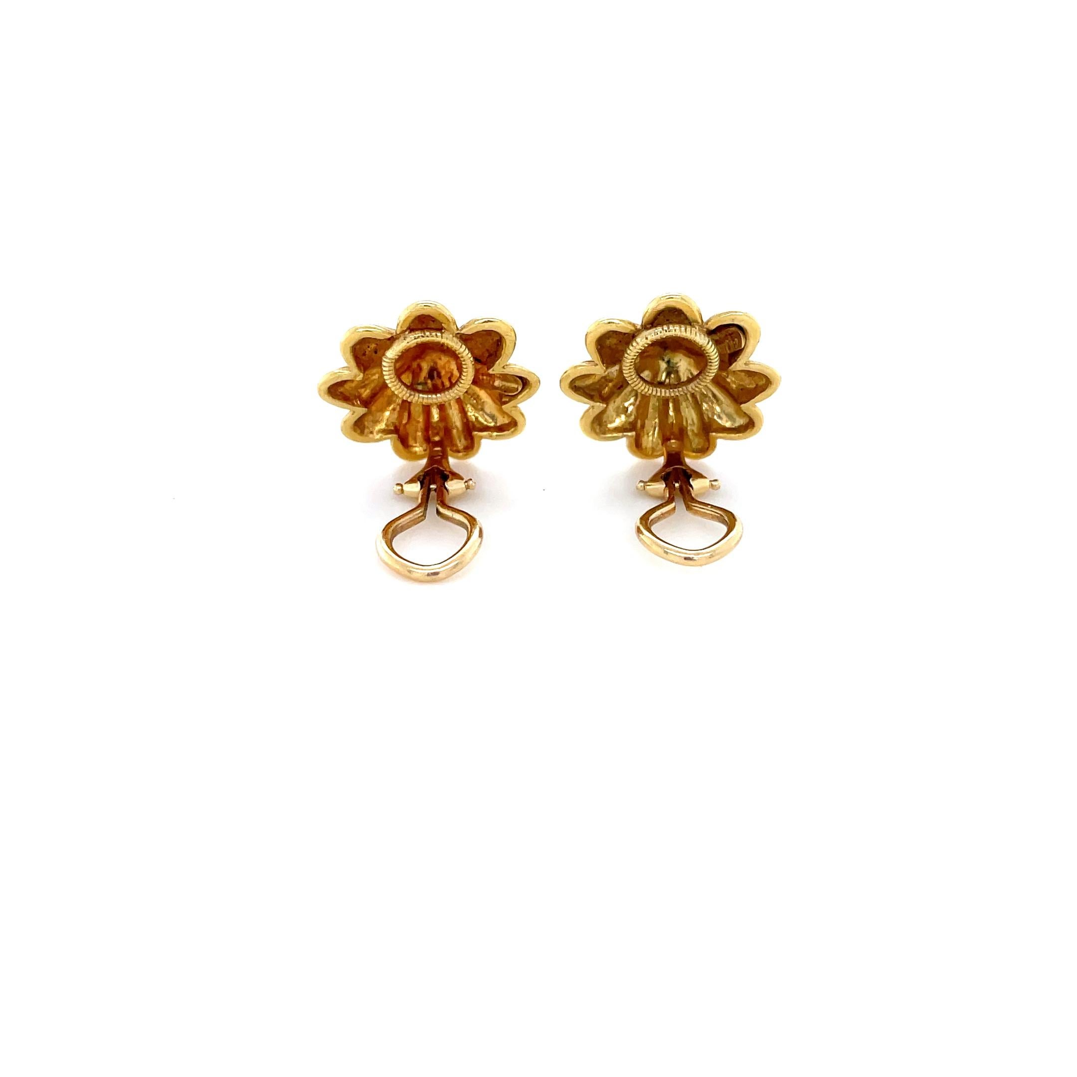 Modernist Circa 1970's Schlumberger for Tiffany & Co. Yellow Gold Shell Earrings