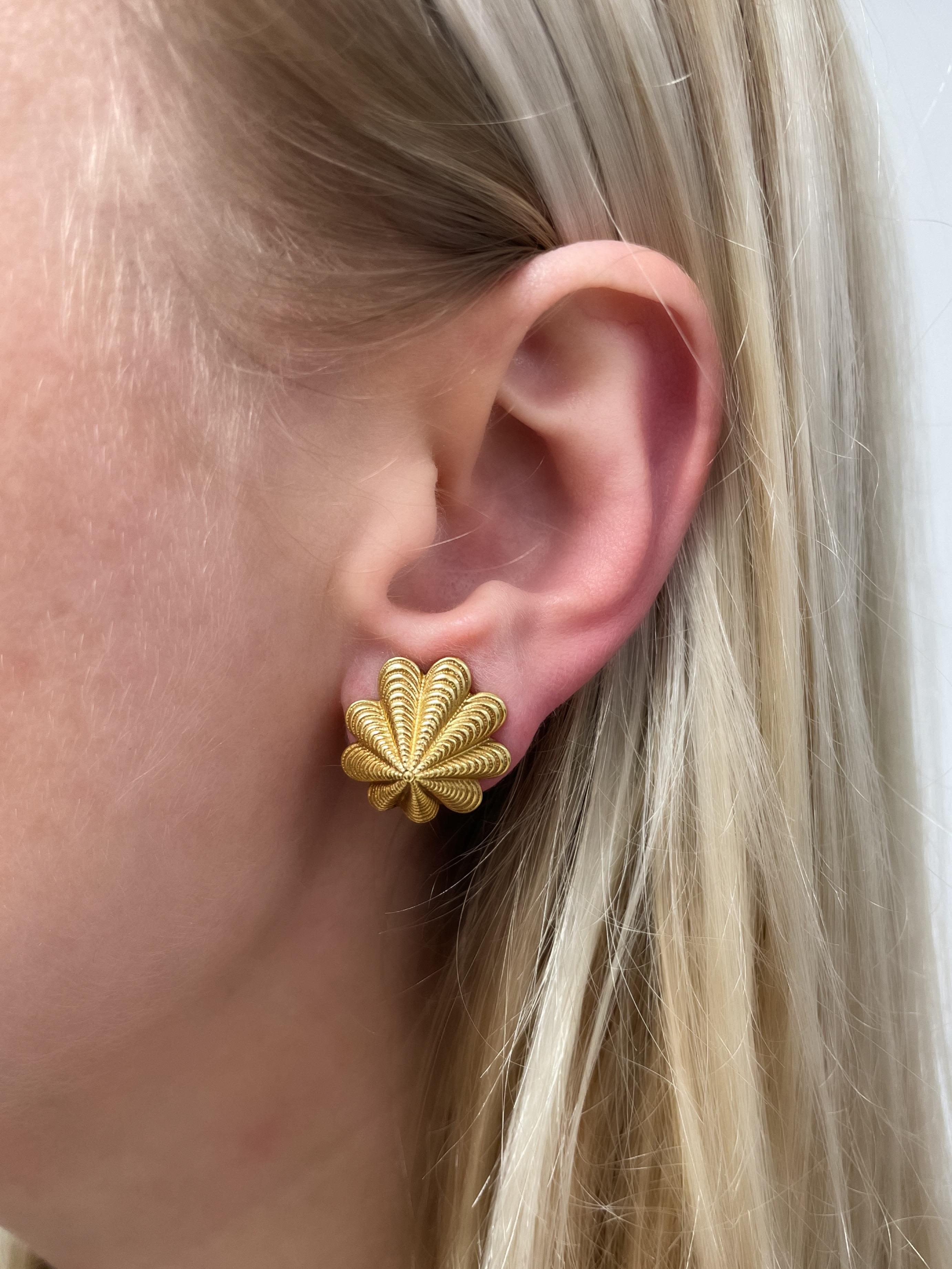 Women's Circa 1970's Schlumberger for Tiffany & Co. Yellow Gold Shell Earrings