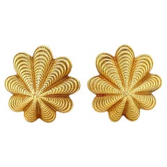 Circa 1970's Schlumberger for Tiffany & Co. Yellow Gold Shell Earrings