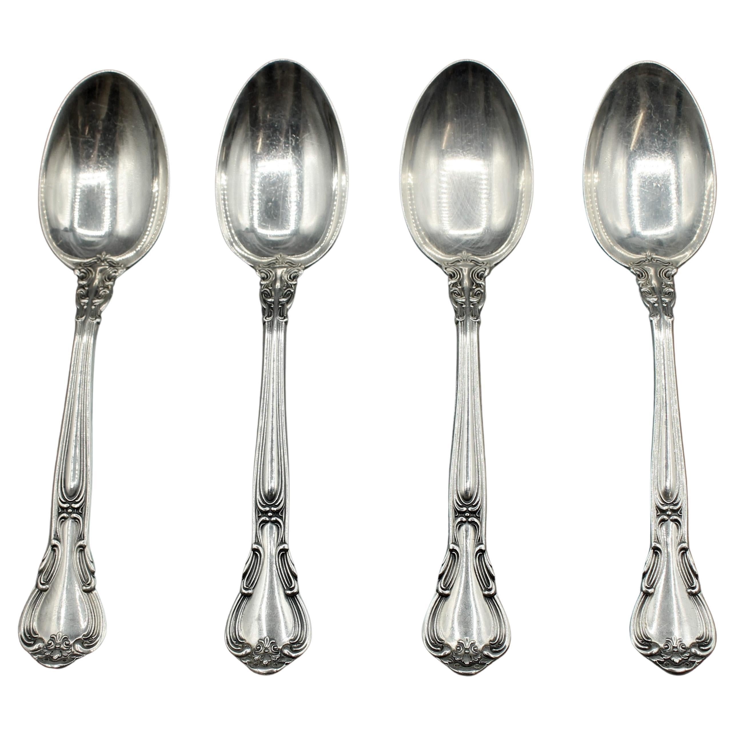 Circa 1970s Set of 4 Chantilly Sterling Teaspoons by Gorham For Sale