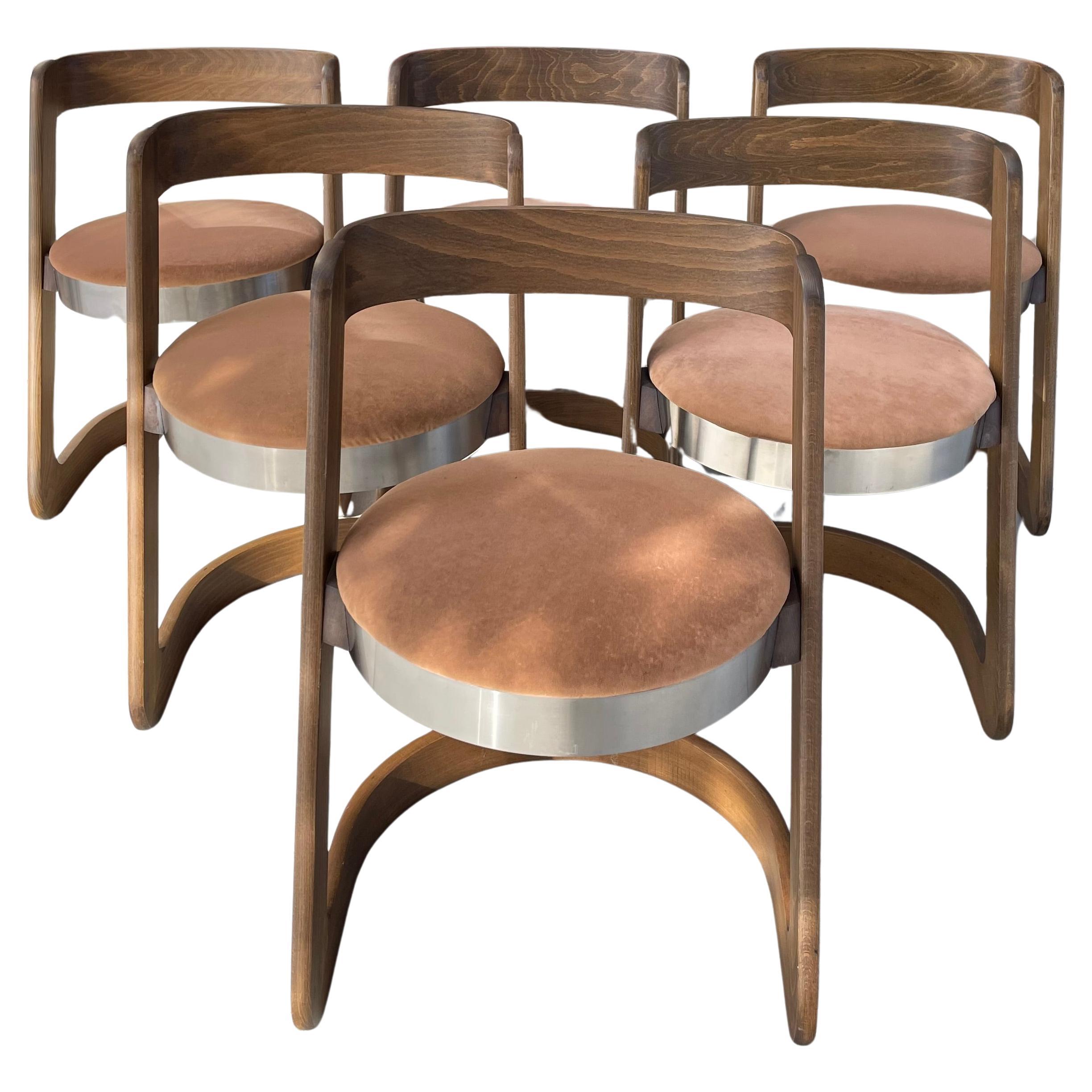 Circa 1970 Ensemble de six chaises de salle à manger Willy Rizzo en vente