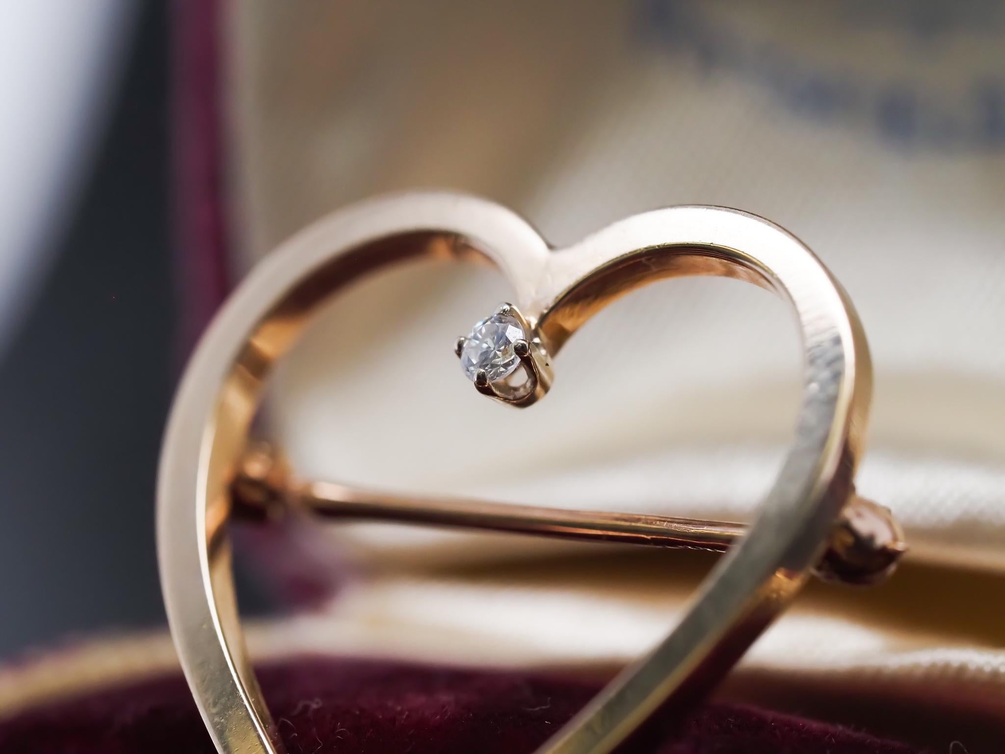 Women's Circa 1970s Tiffany & Co 14K Yellow Gold Diamond Heart Pendant