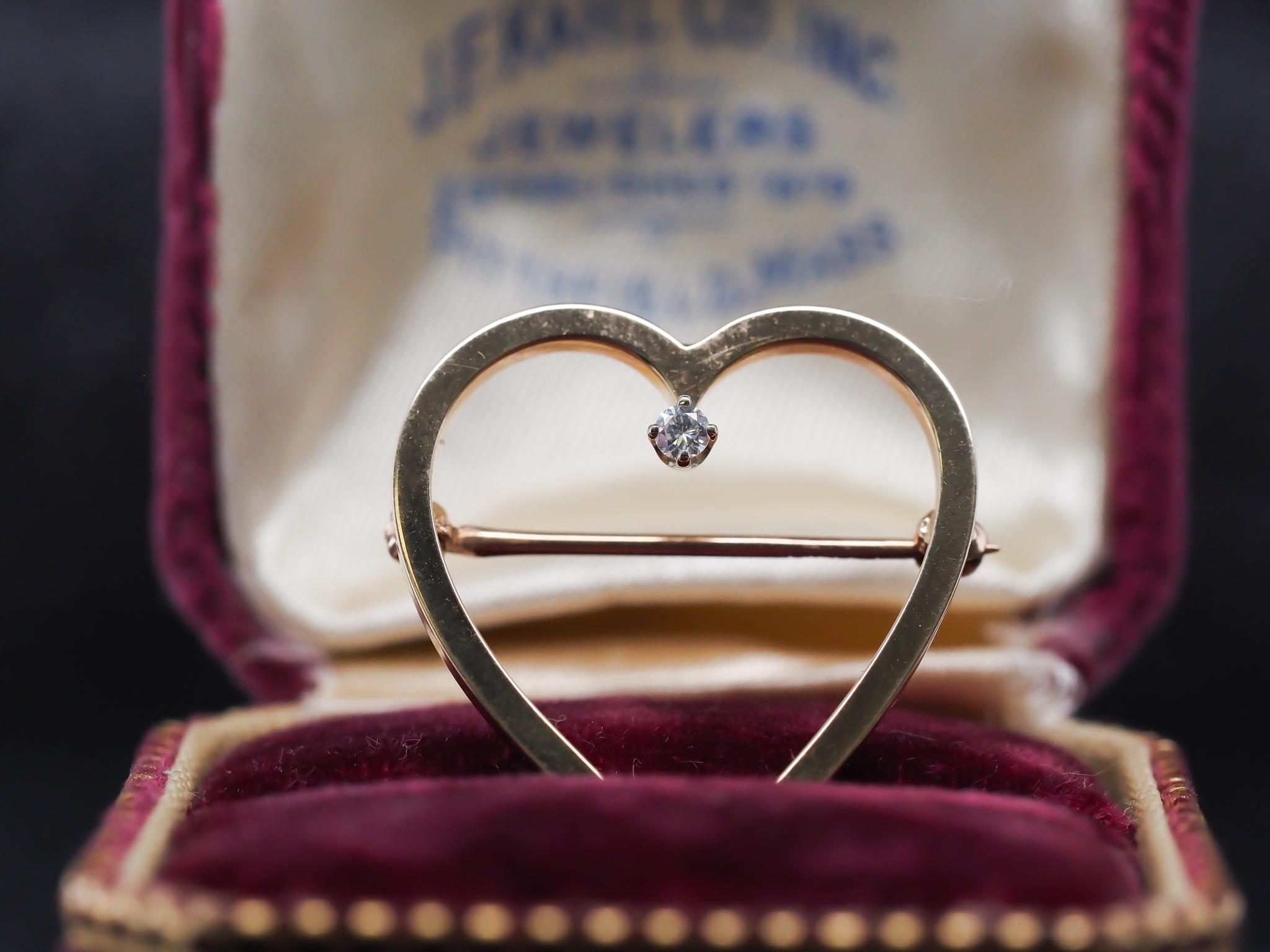 Circa 1970s Tiffany & Co 14K Yellow Gold Diamond Heart Pendant 2