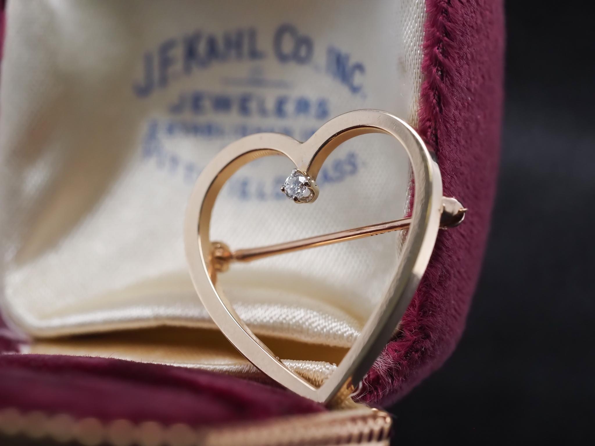 Circa 1970s Tiffany & Co 14K Yellow Gold Diamond Heart Pendant 3