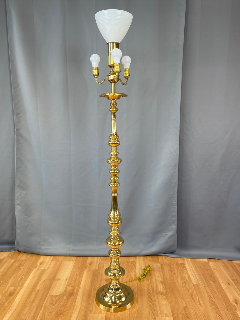 Vintage Tall Polished Brass Floor Lamp, Japan, Hollywood Regency, circa ...