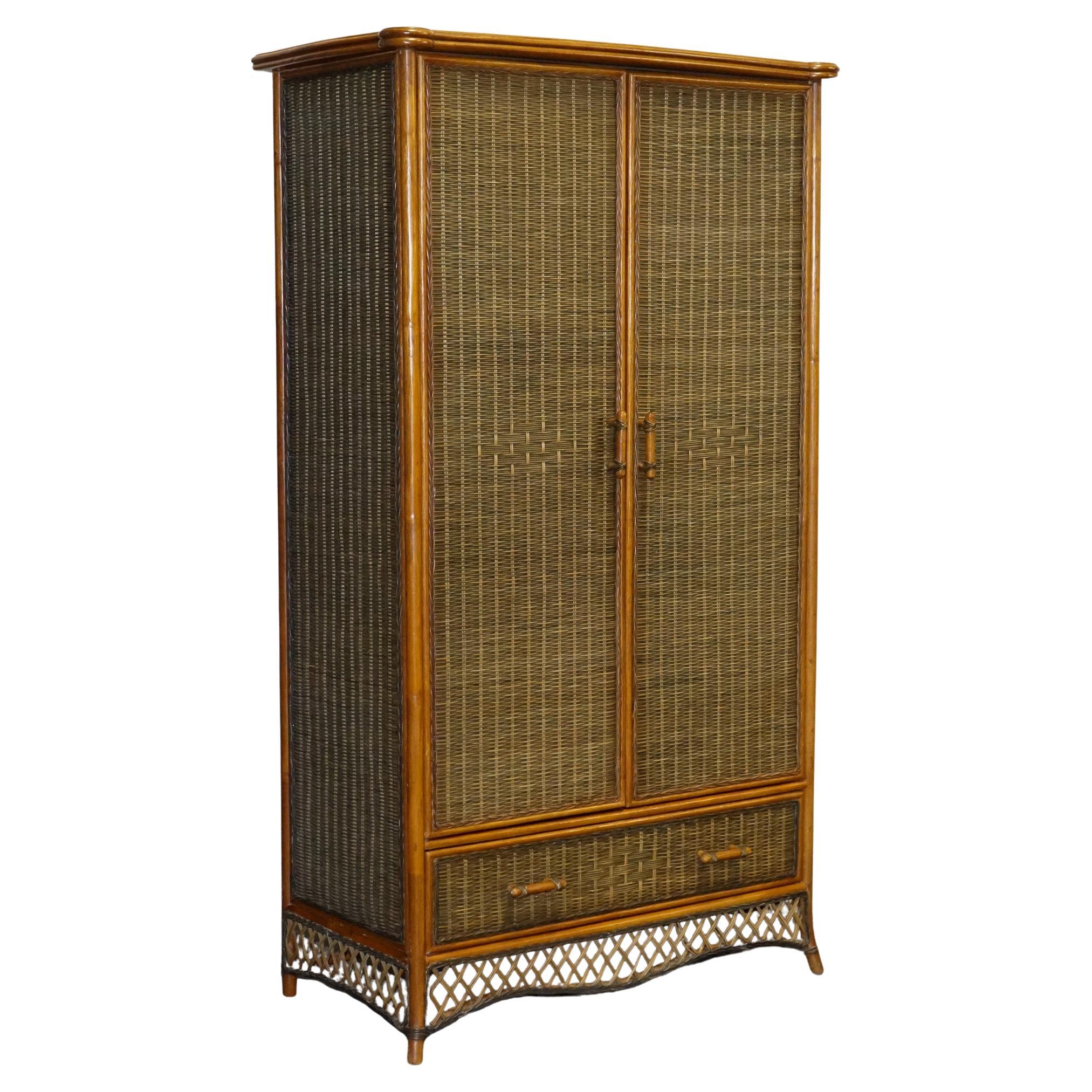 CIRCA 1970
S WOVEN WICKER ARMOIRE WARDROBE WiTH ONE DRAWER (2/2)