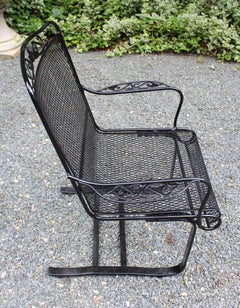 Circa 1970s Wrought Iron Spring Arm Chair Attributed to Russell Woodard