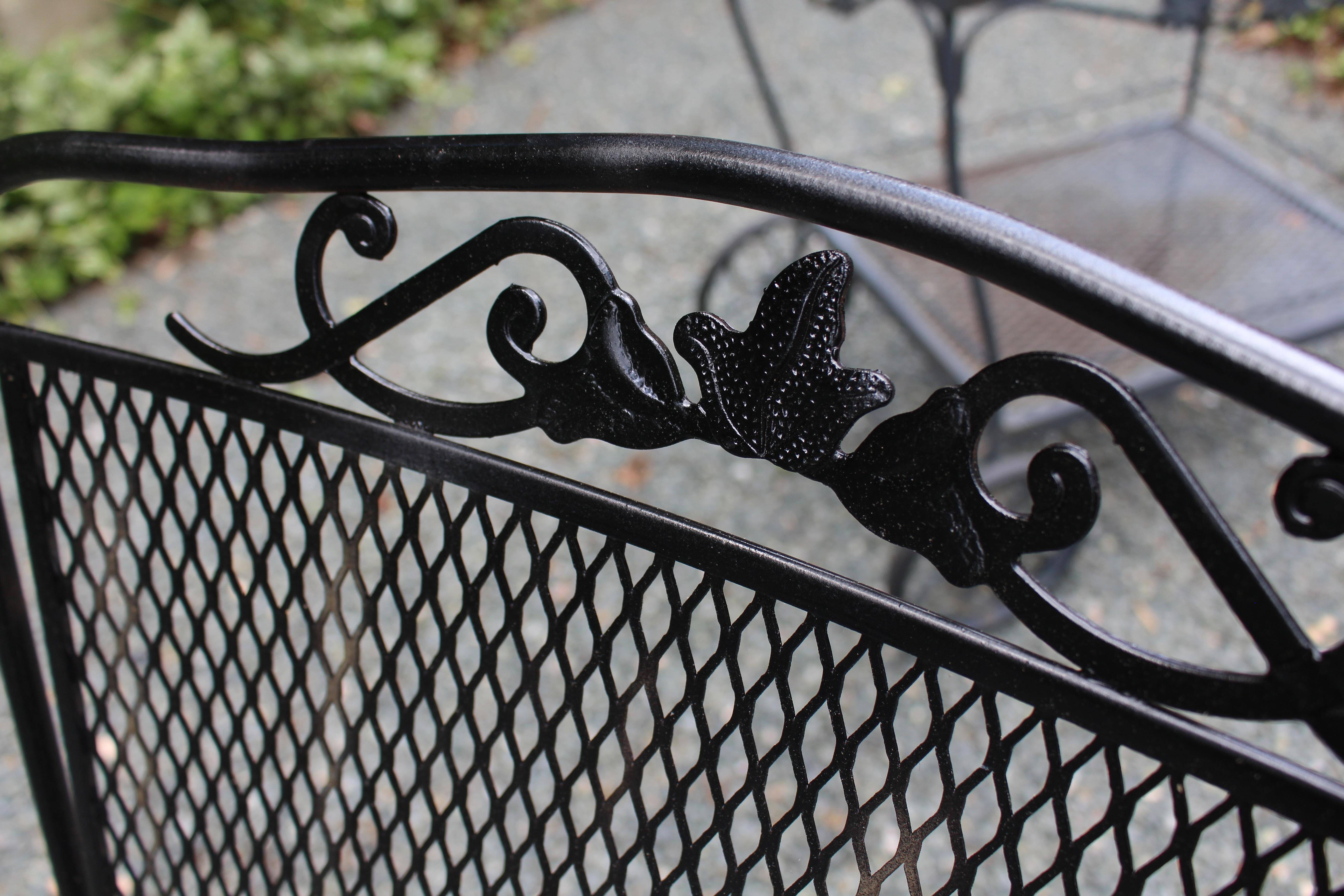 Circa 1970s Wrought Iron Spring Arm Chair Attributed to Russell Woodard In Good Condition In Chapel Hill, NC