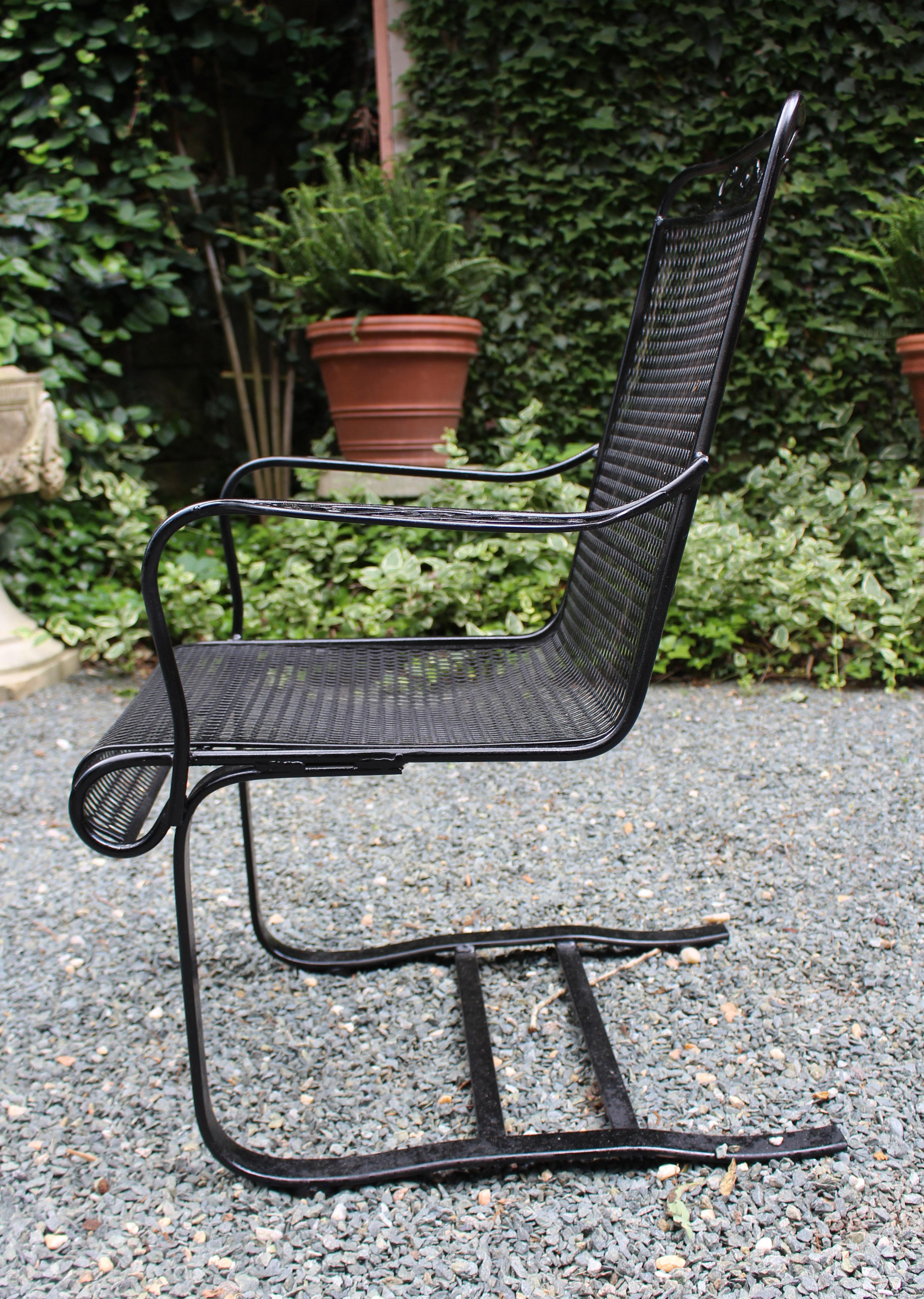 Late 20th Century Circa 1970s Wrought Iron Spring Arm Chair Attributed to Russell Woodard