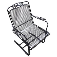 Circa 1970s Wrought Iron Spring Arm Chair Attributed to Russell Woodard