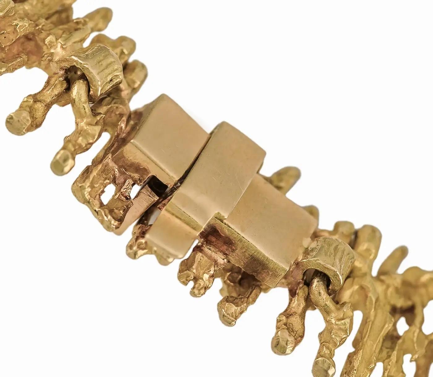 CIRCA 1972 GROSSE Massiv 18k Gelbgold Modernist Diamant & Lapis Halskette (Modernistisch) im Angebot