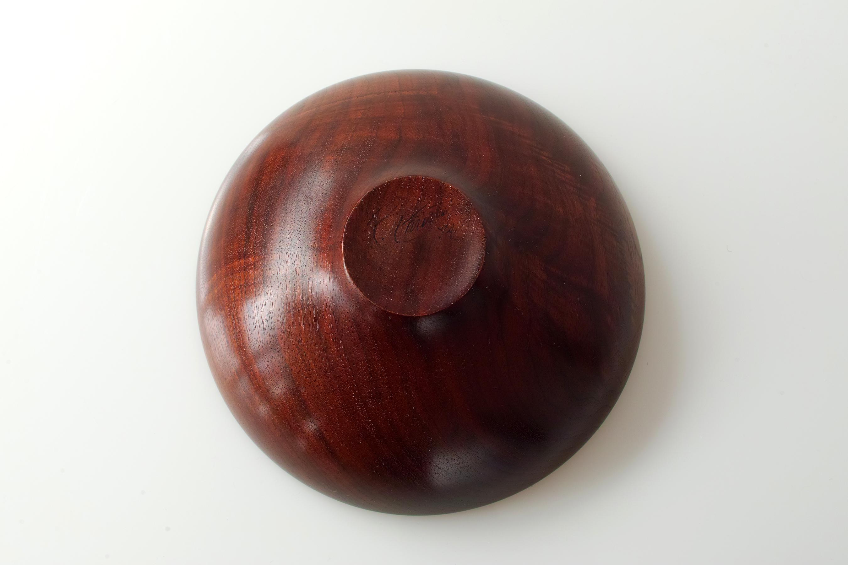 Late 20th Century Circa 1974 Signed Handcrafted Turned Wood Bowl
