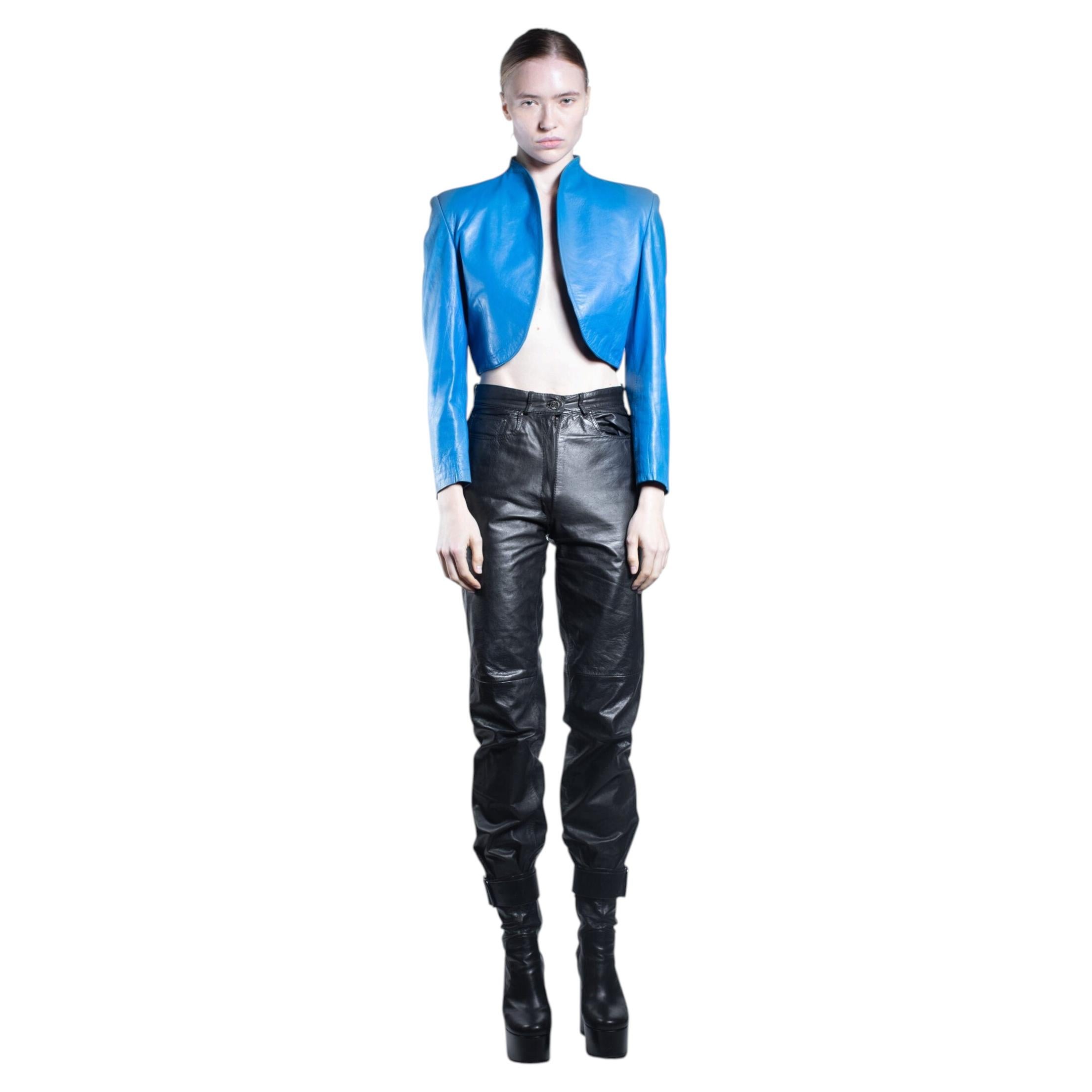 Circa 1975 Vintage Cerulean Blue Lambskin Jacket Tannery West