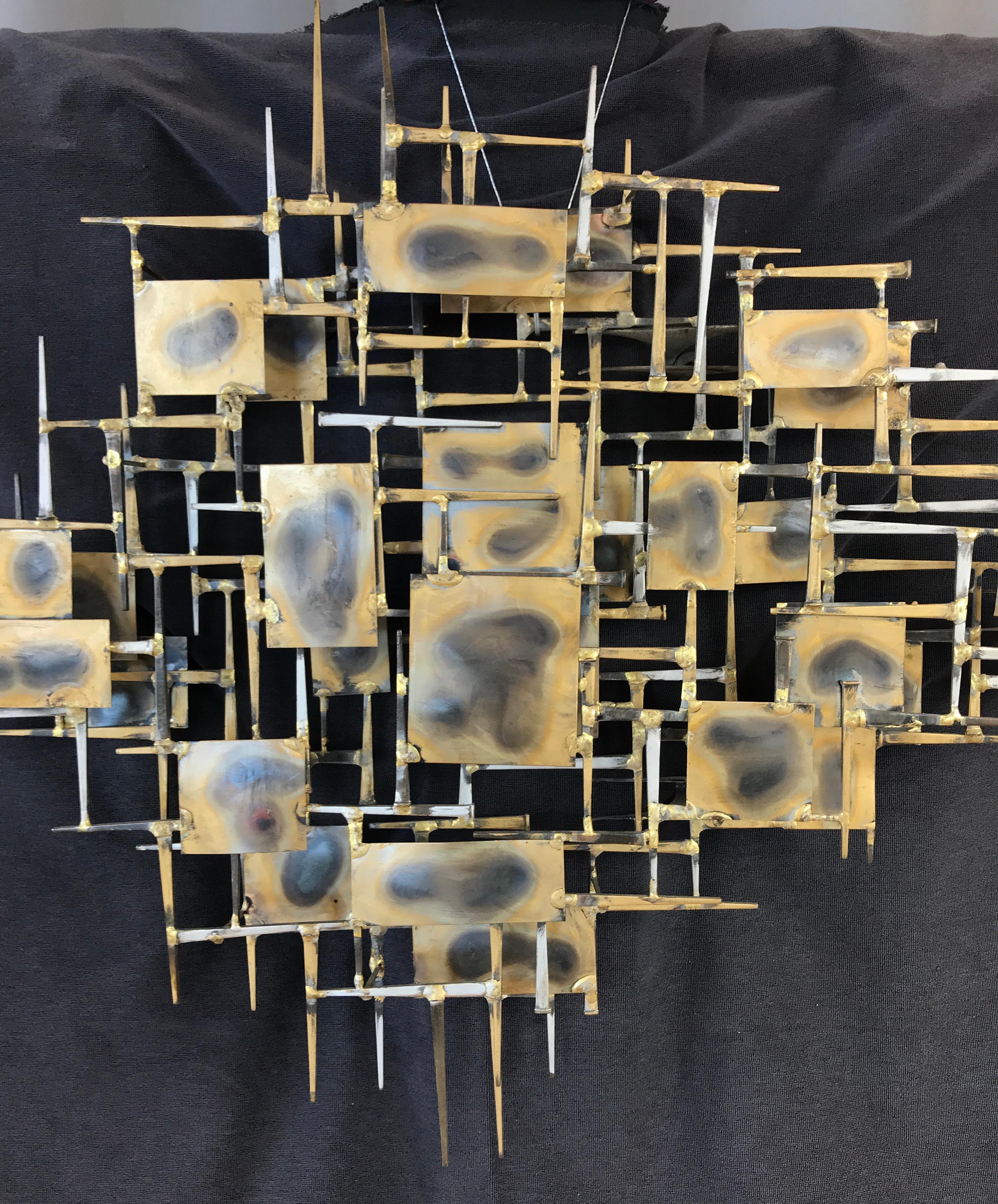 Metal Brutalist Abstract Wall Sculpture by Marc Creates, circa 1978