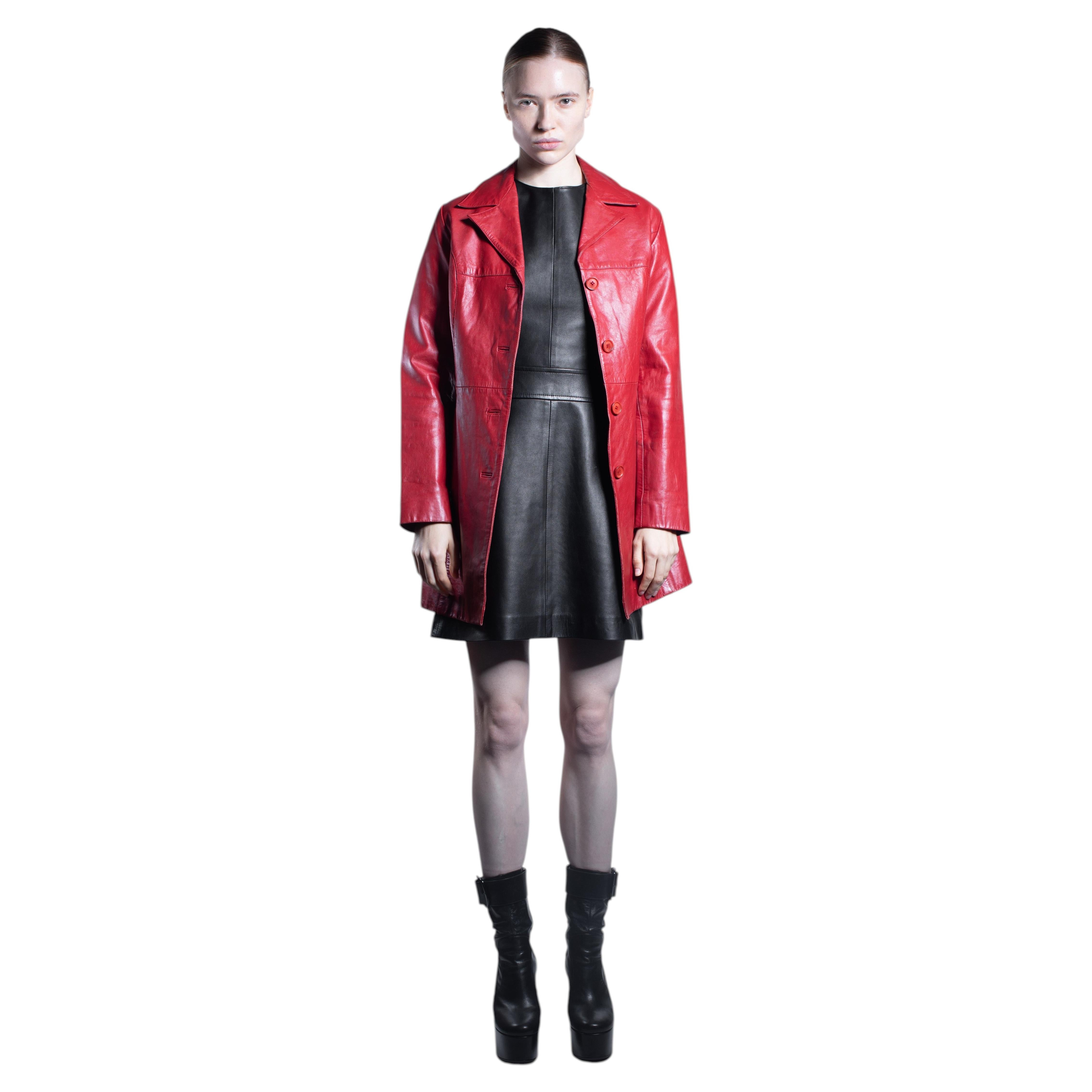 Circa 1980 French Vintage Red Burgundy Cow Leather Jacket Arturo Paris