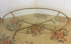 Circa 1980 Italian Brass & Glass Oval Coffee Table