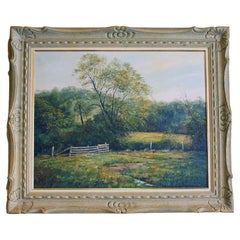 Used Circa 1980 Oil on Canvas "The Pasture Gate" by Gerald Hennesy