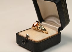 Circa 1980 Oval Cut Citrine Hand Engraved Cocktail Ring 14k Yellow Gold