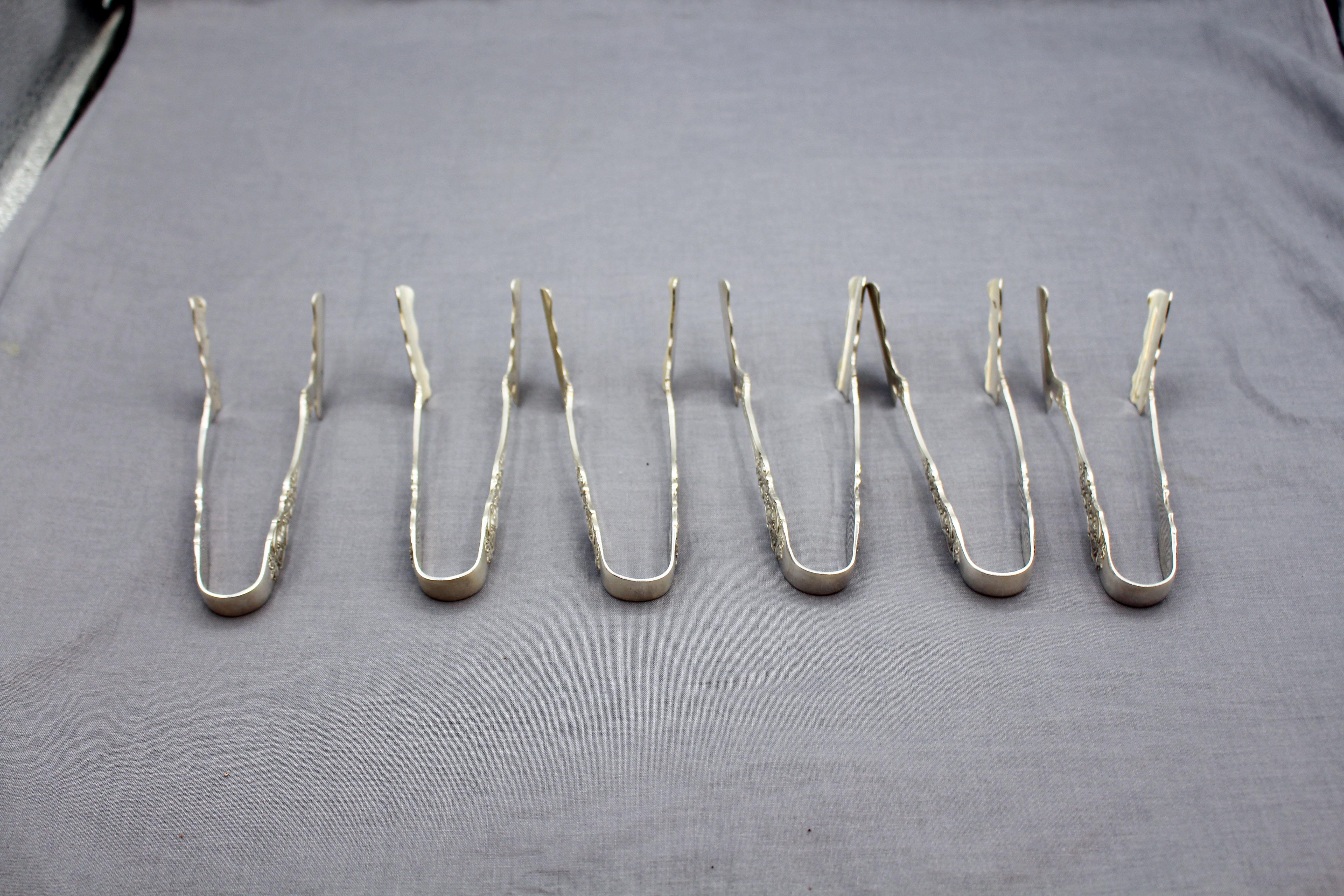 Set di 6 pinze per asparagi in argento sterling Francis I+I di Reed & Barton. 6,90 once troy.
4 7/8