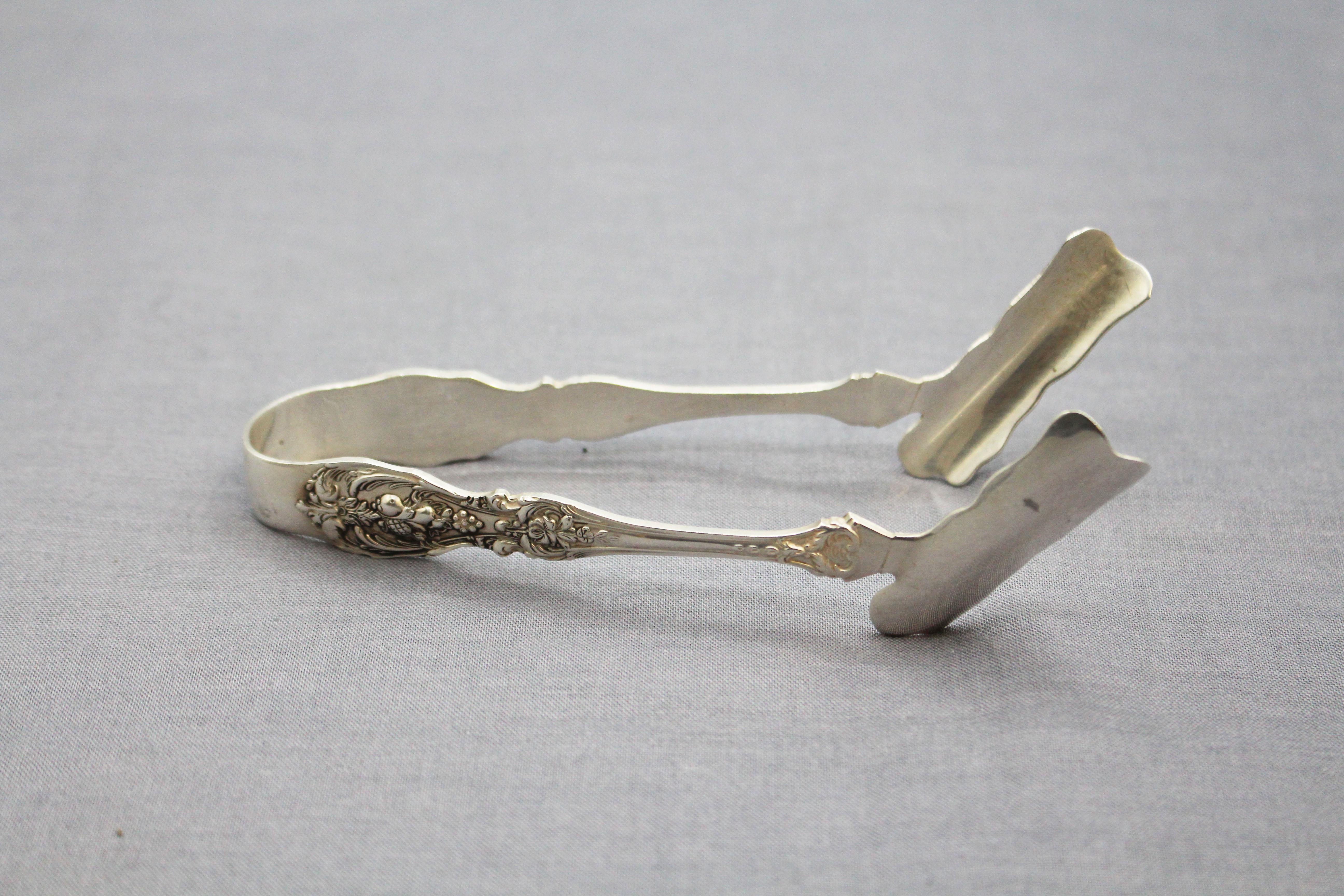 Argento 925 Set di 6 pinze per asparagi in argento sterling Francis I di Reed del 1980 circa in vendita