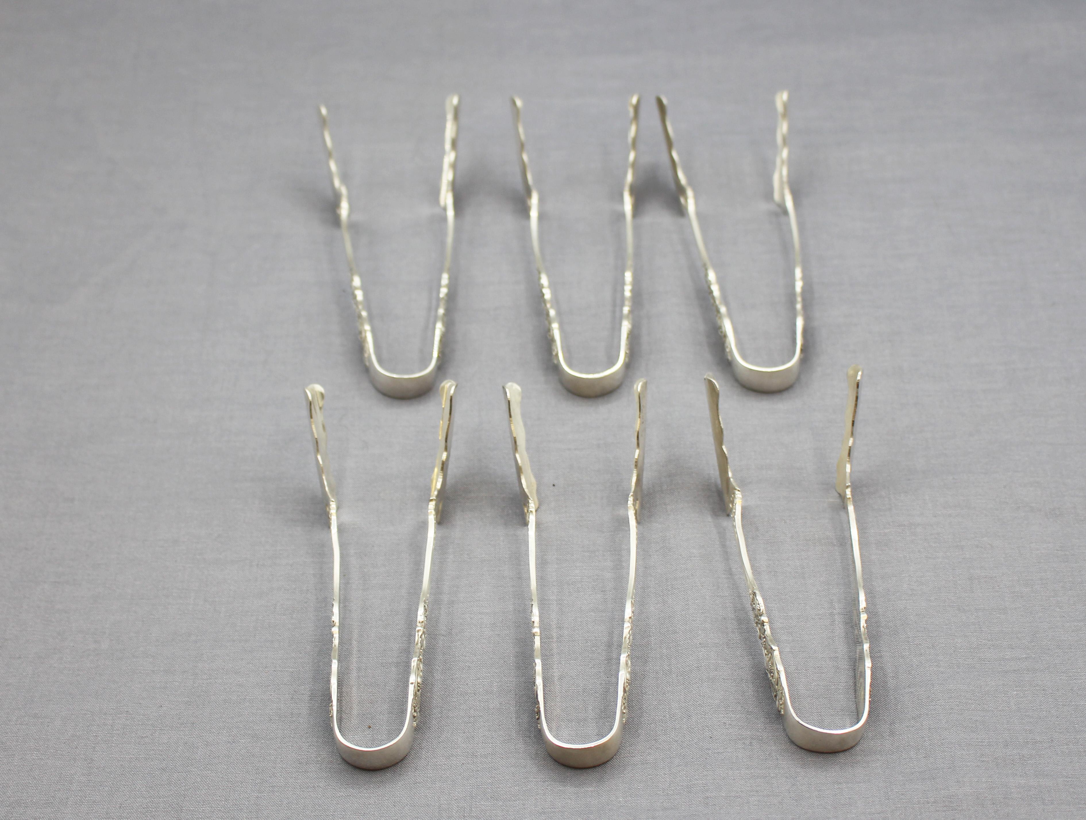 Set di 6 pinze per asparagi in argento sterling Francis I di Reed del 1980 circa in vendita 2