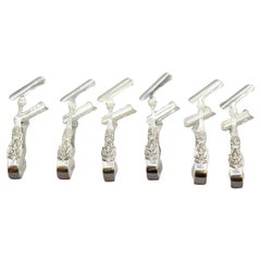 Circa 1980 Set of 6 Francis I Sterling Silver Individual Asparagus Tongs by Reed