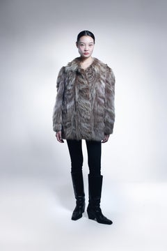 Circa 1980 Vintage Brown Racoon Fur Coat
