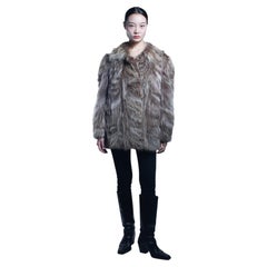 Circa 1980 Vintage Brown Racoon Fur Coat