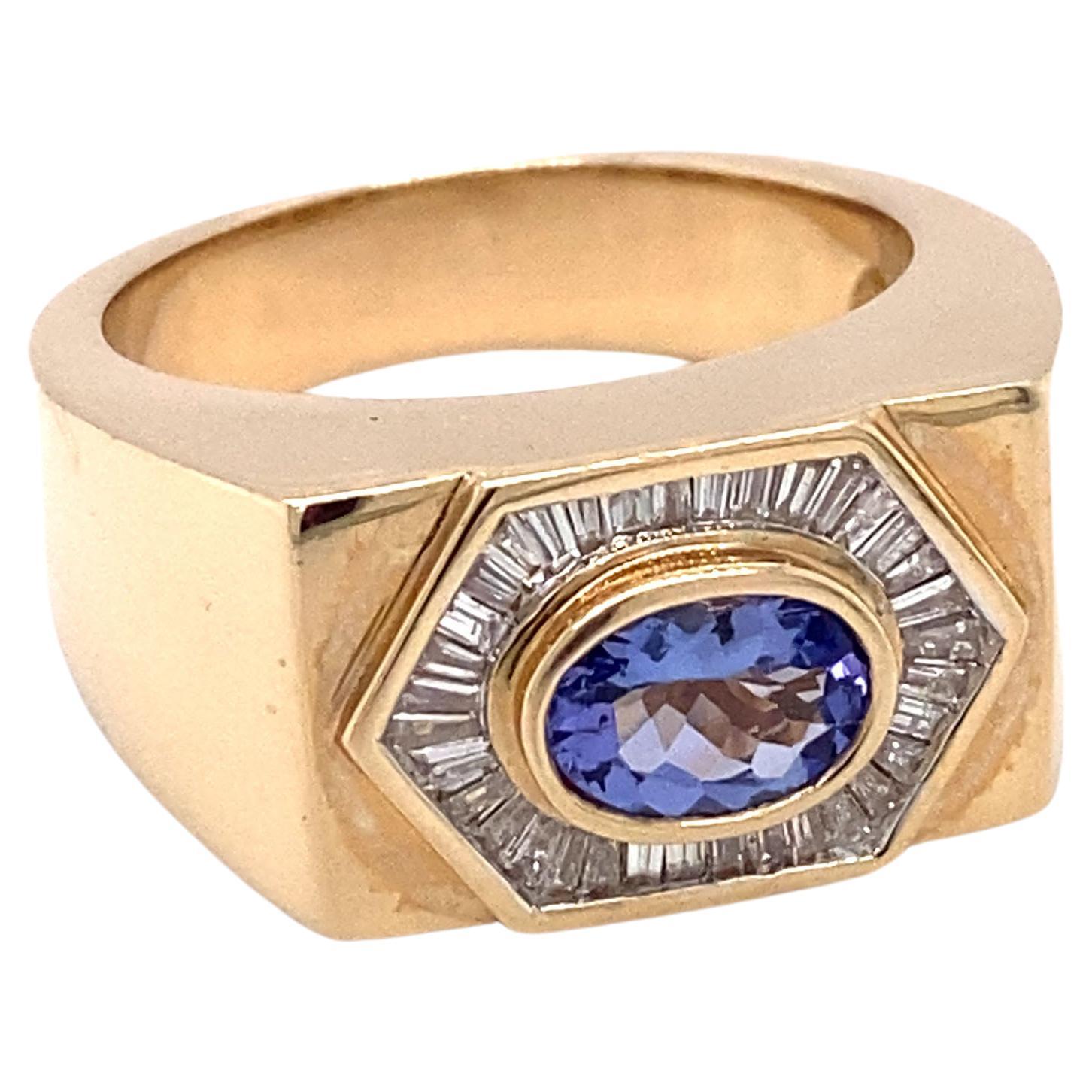 Circa 1980s 1.12 Carat Oval Sapphire and Diamond Ring in 14K Gold For Sale