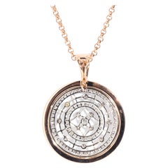 Vintage Circa 1980s 9 Carat Rose and White Gold Diamond Disc Enhancer Pendant and Chain