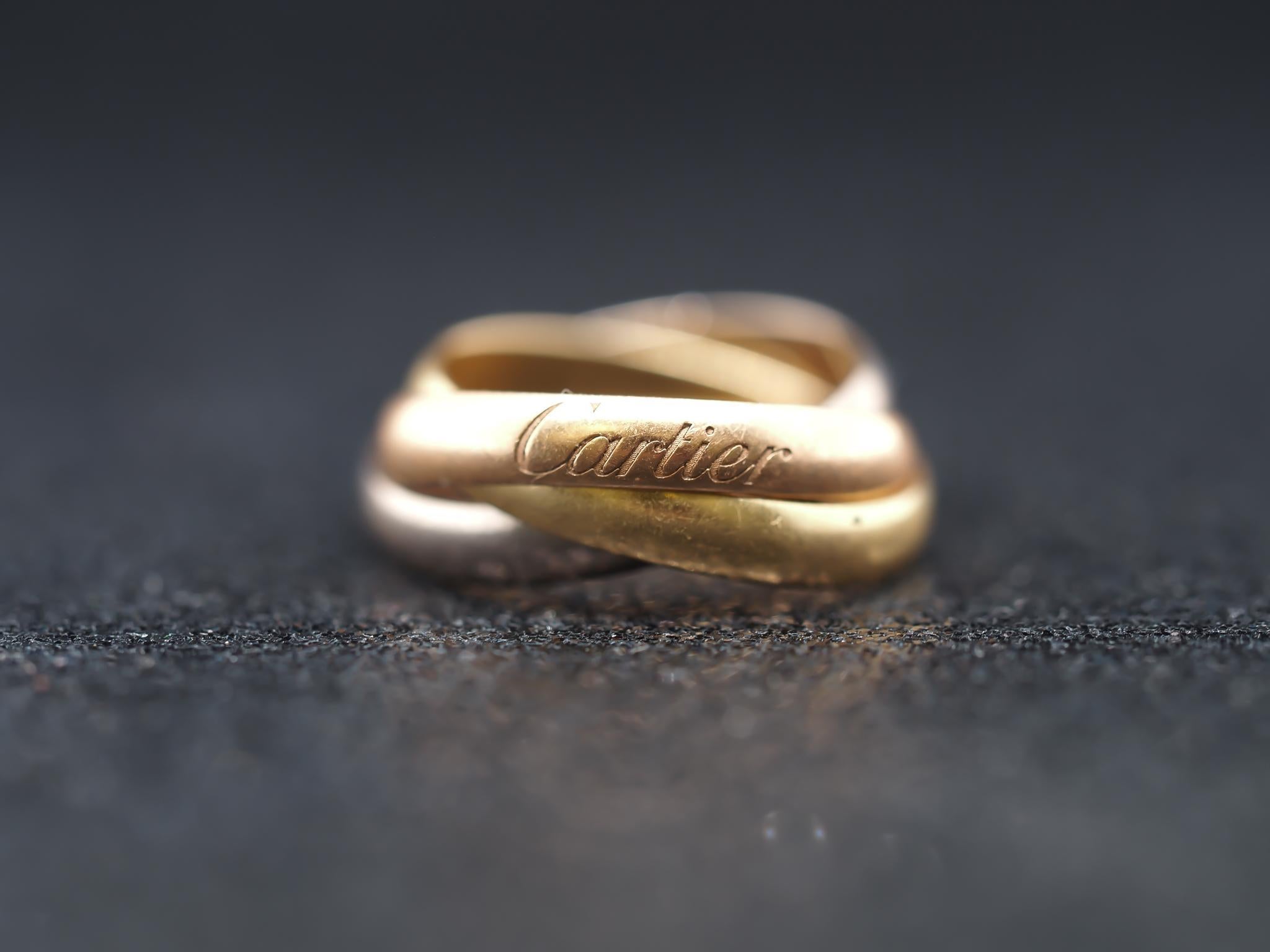 Circa 1980er Cartier Trinity-Ring 18K Gelbgold Größe 3,5 4