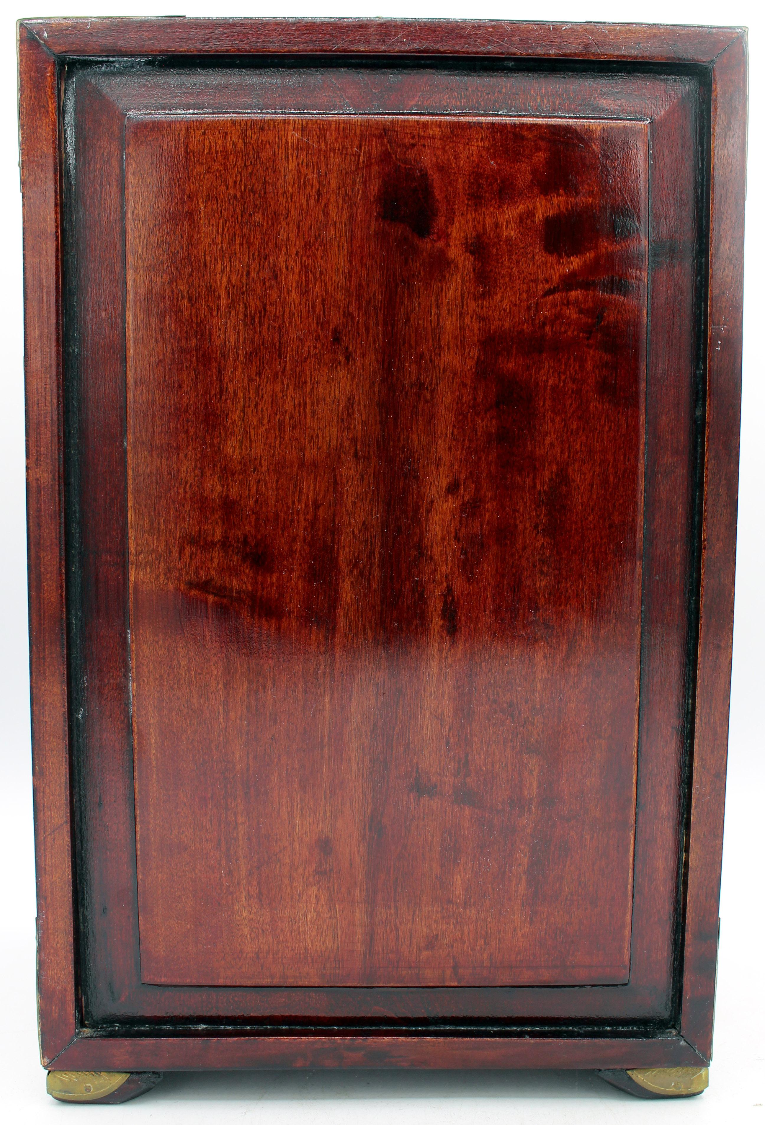 Carved Circa 1980s Chinese Table Top Jewelry Chest or Cabinet For Sale