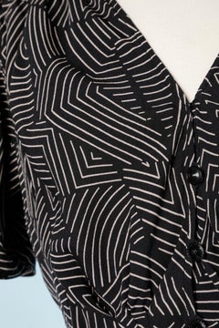 Circa 1980's day dress with graphic print Emanuel Ungaro Parallèle