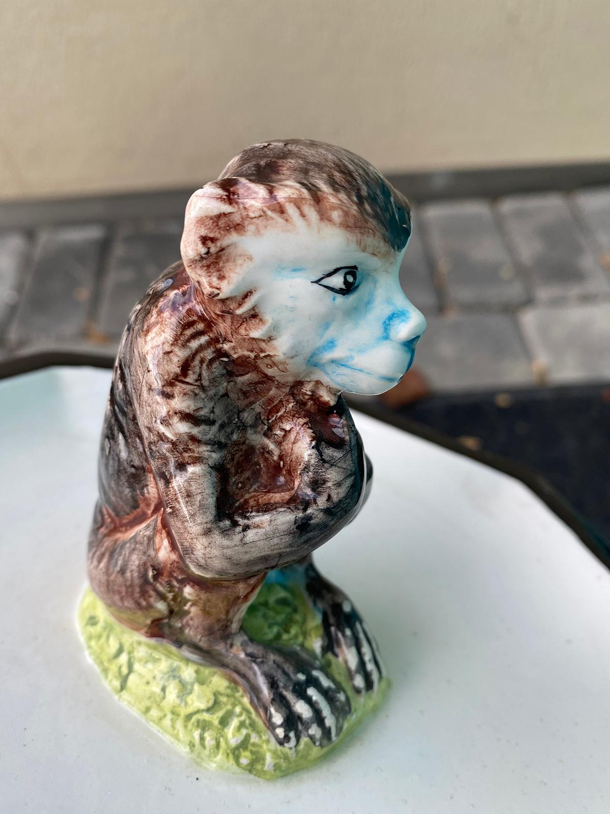 Italian Mottahedeh Design Figural Monkey Plate, Marked 