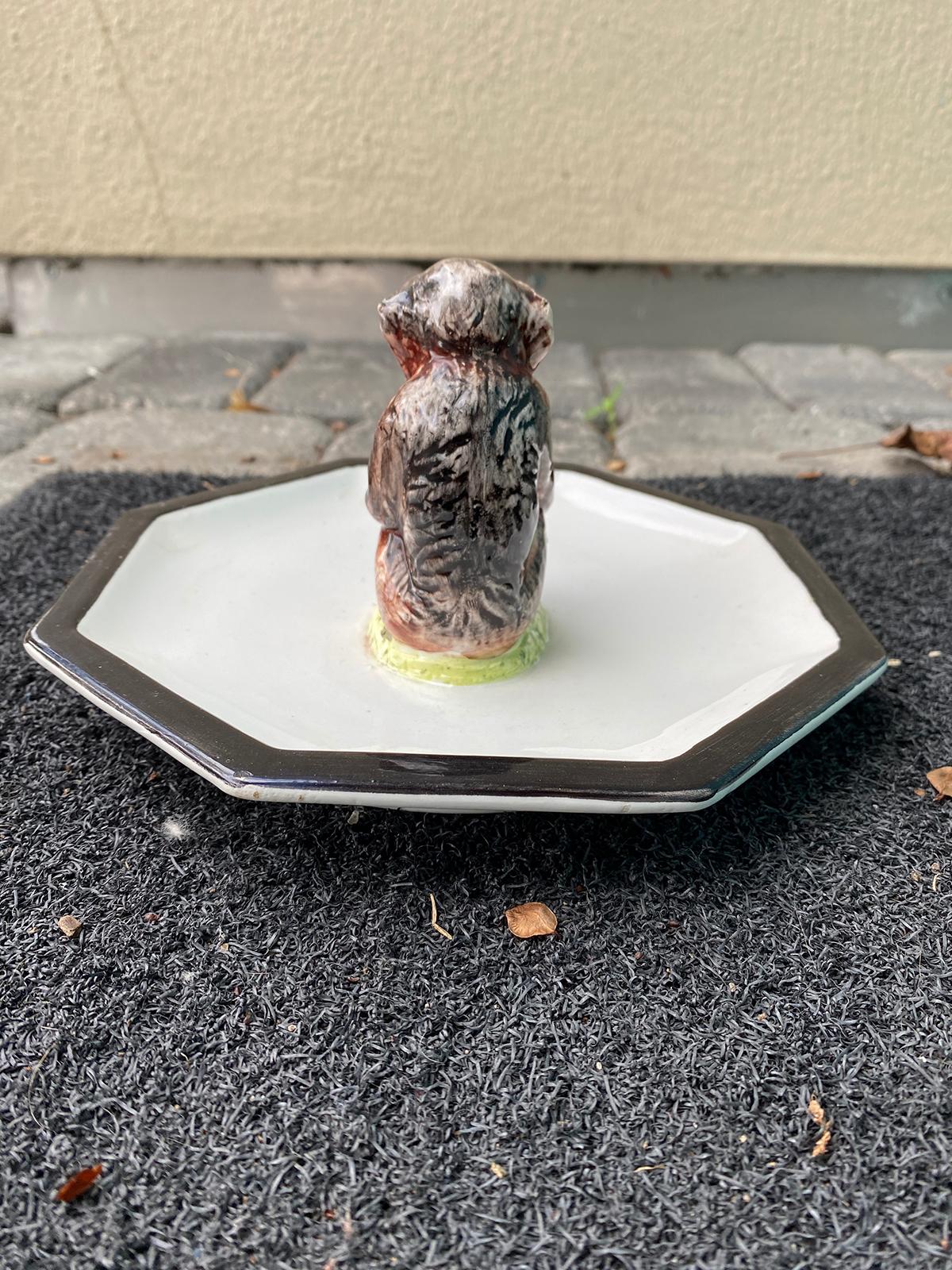 Italian Mottahedeh Design Figural Monkey Plate, Marked 