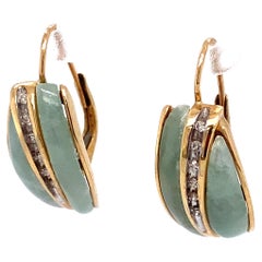 Circa 1980s Larimar and 0.10 Carat Diamond Earrings in 14K Gold