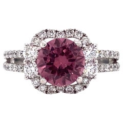 Circa 1980s Pink Tourmaline and Diamond Engagement Ring in 18K White Gold