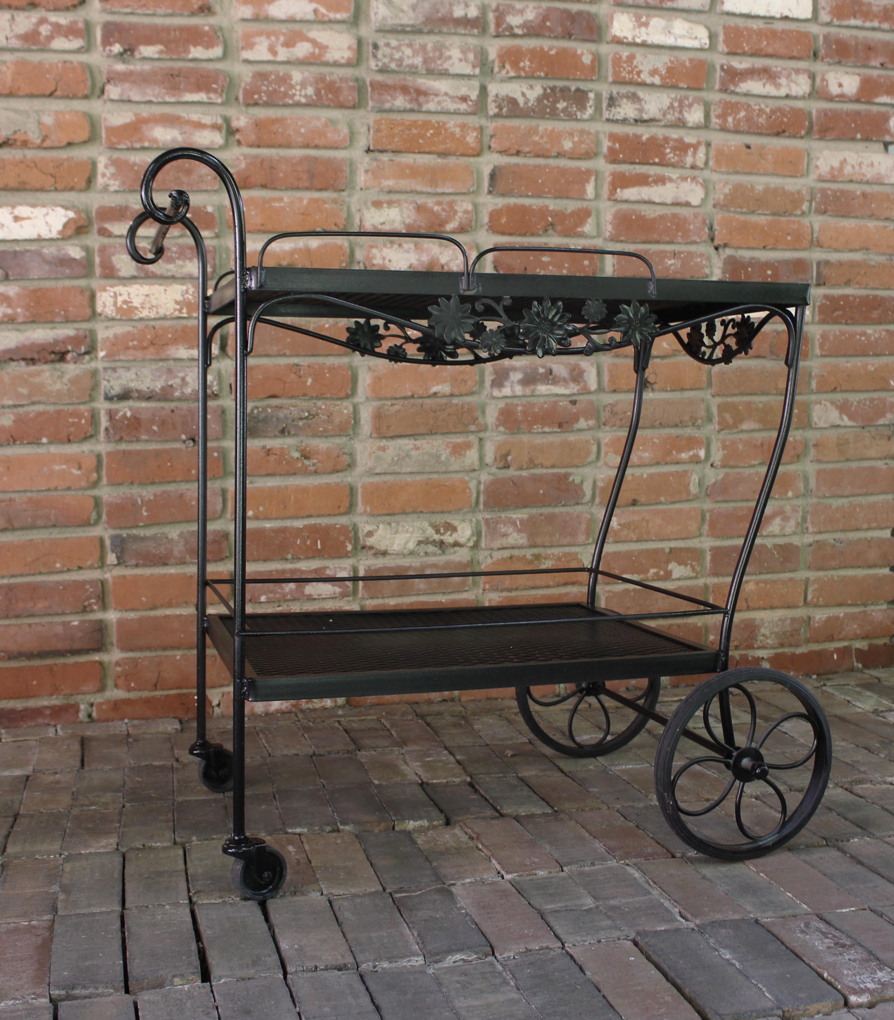 Carrello da bar in ferro battuto degli anni '80 di Russell Woodard. La collezione 