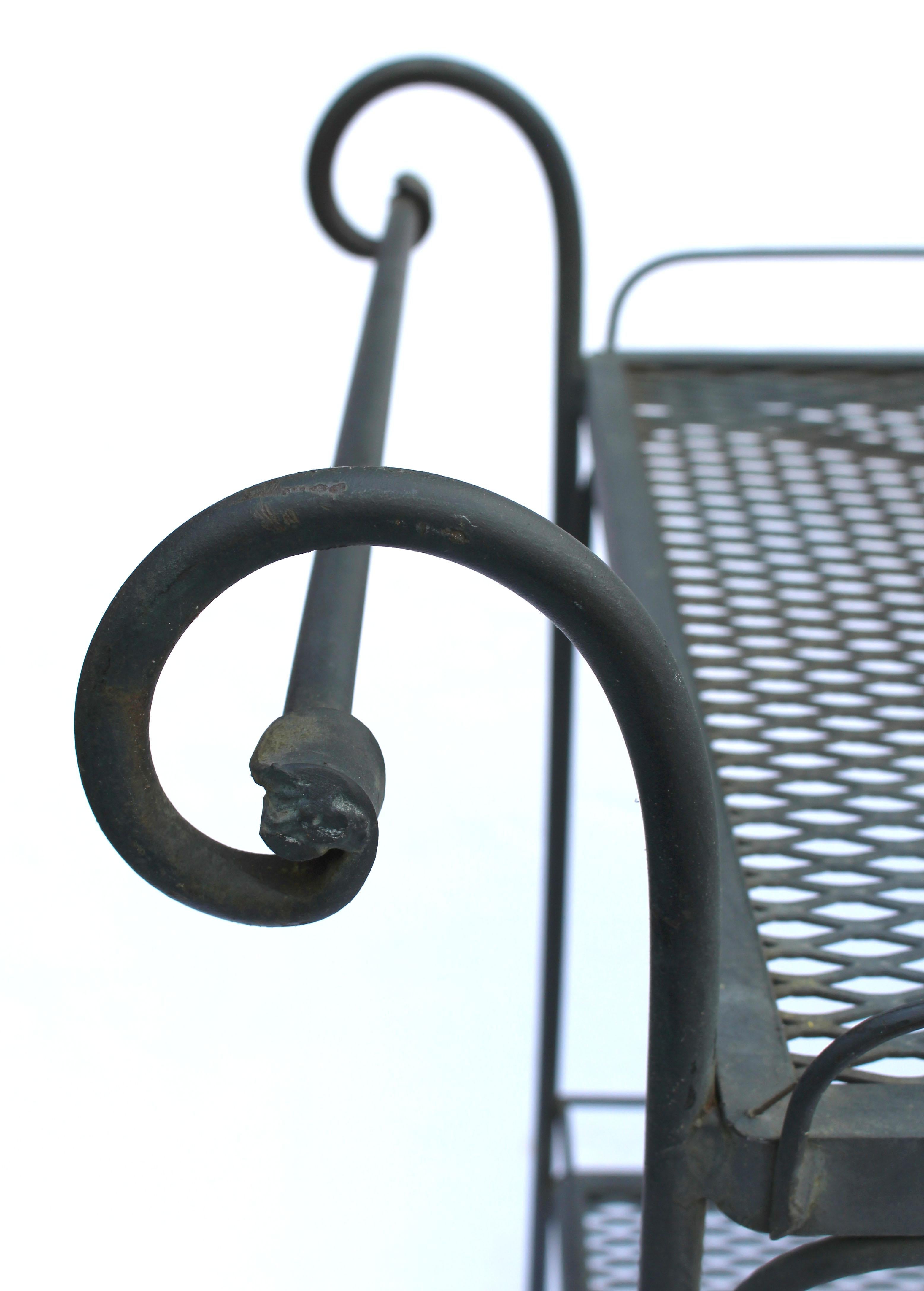 Circa 1980s Wrought Iron Bar Cart by Russell Woodard In Good Condition For Sale In Chapel Hill, NC