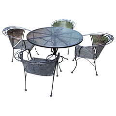 Mesa y 4 sillas de hierro forjado de Russell Woodard, alrededor de los años 80