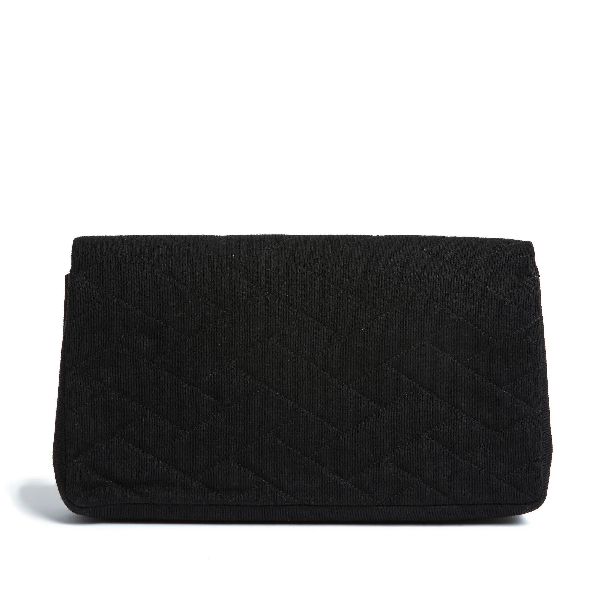 Black Circa 1983 Classique CC Turnlock black quilted jersey clutch  For Sale