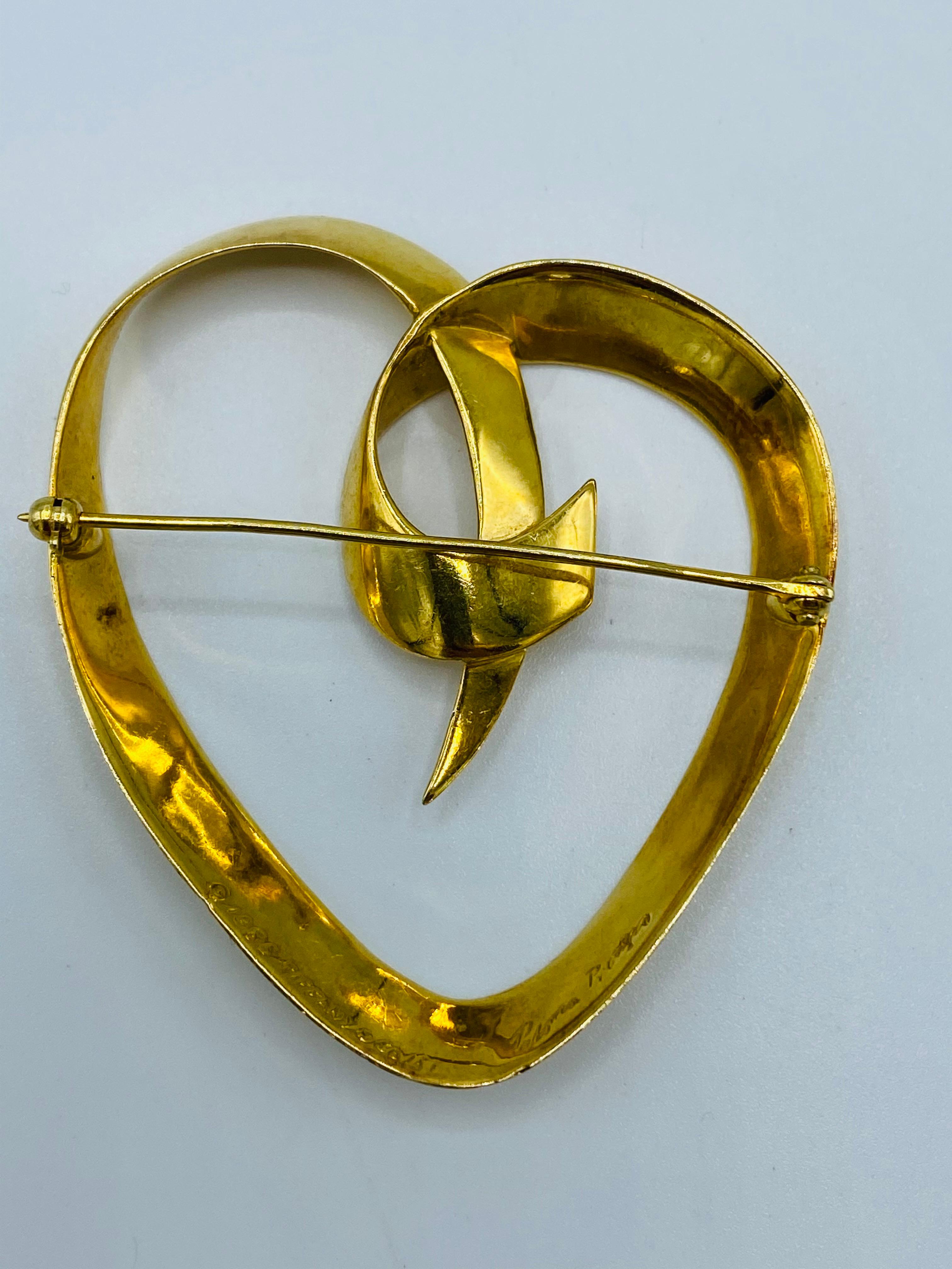 Circa 1983 Tiffany & Co. Paloma Picasso Yellow Gold Heart Brooch 2