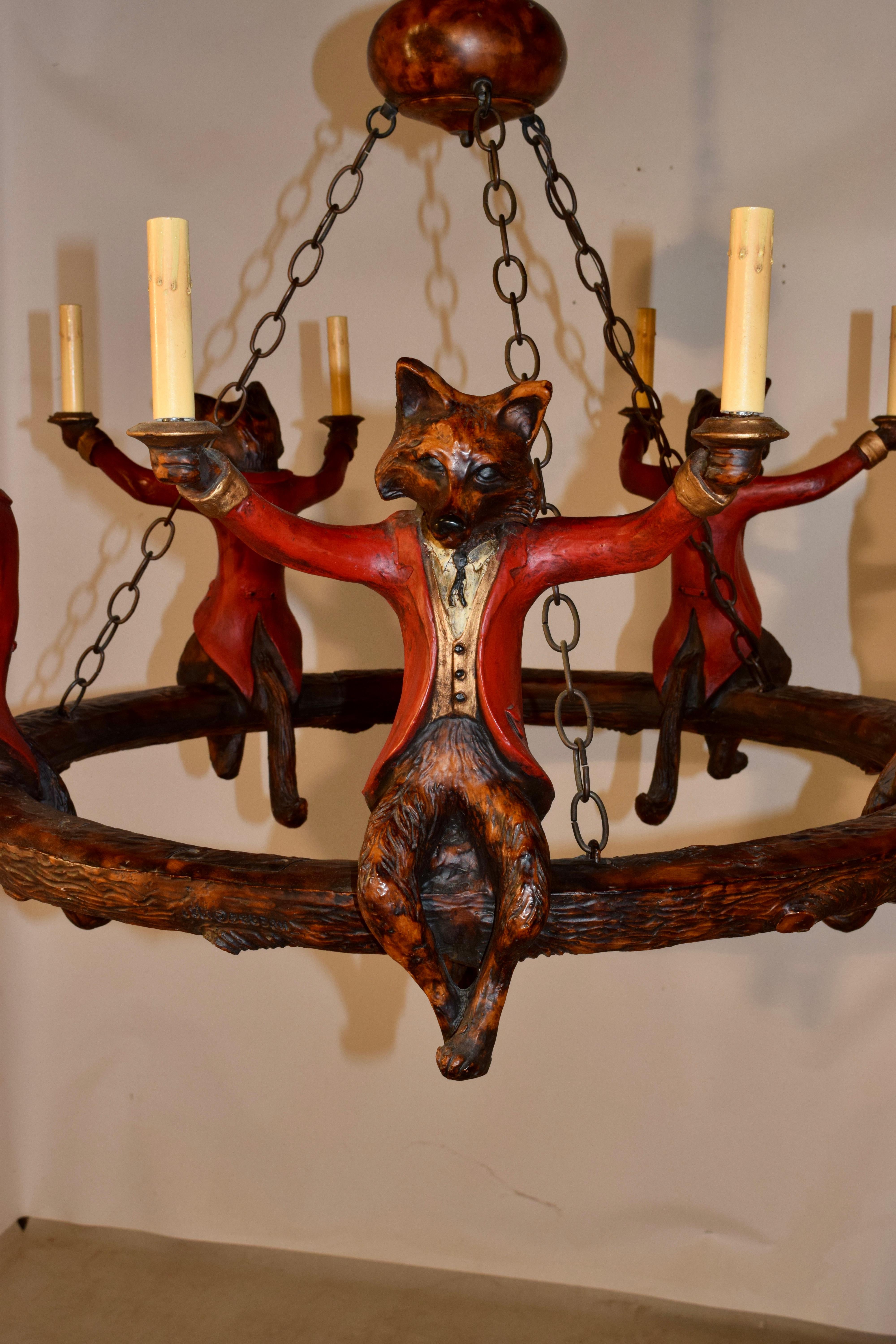 American Circa 1989 Vintage Bill Huebbe Fox Chandelier